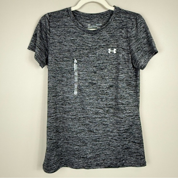 Under Armour Tops - Under Armour Top Womens Small Black White Heathered Shirt Short Sleeve Stretch